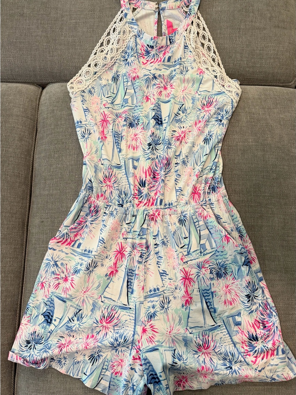 Lilly Pulitzer Lala Romper in Sea To Shining Sea - XS